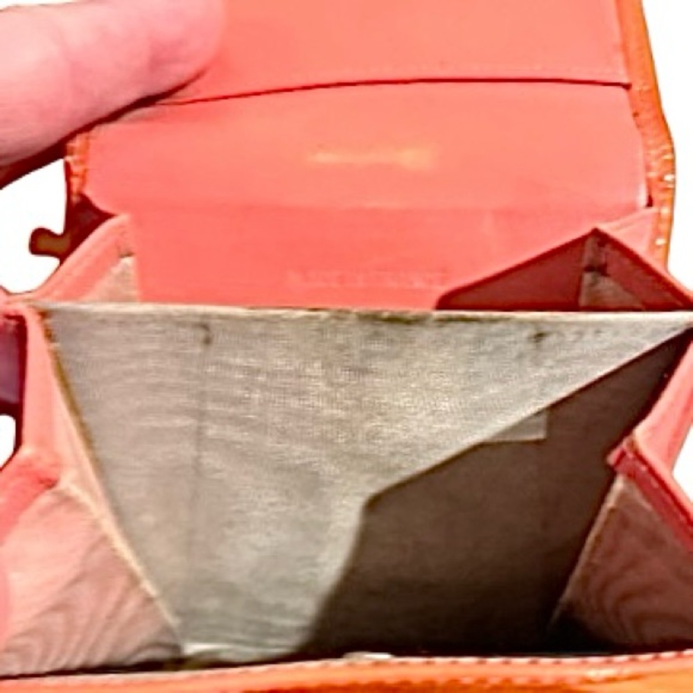 CHANEL- Vintage Coco Mark Enamel Flap Wallet Chestnut/Orange- MADE IN FRANCE - Picture 8 of 12